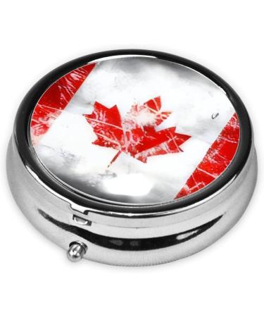 Retro Canada Flag Portable Metal Pill Box - 3-Compartment Travel Case for Small Pills | Hinged Design Ideal for On-the-Go Lifestyle - Buy Online on GoSupps.com
