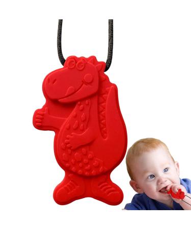 Buy Cute Dinosaur Sensory Chewing Chains | Portable Silicone Bite Chain for Kids | Red Oral Engine Chewing Toy - Buy Online on GoSupps.com
