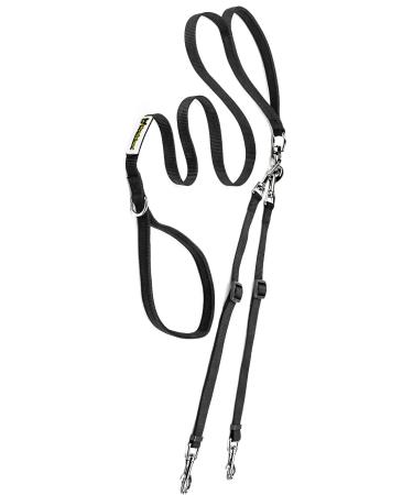 Twin leash for two small dogs | Adjustable double leash made of nylon for dogs up to 30 kg Black - Buy Online on GoSupps.com