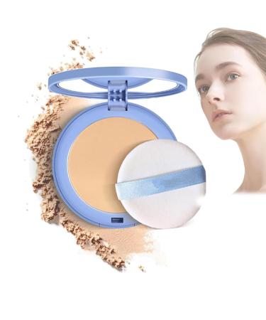 Matte Wet and Dry Powder Oil Control Face Pressed Powder Lasting Waterproof Makeup Matte Smooth Setting Powder Makeup Waterproof Long Lasting Finishing Powder (02#-Natural beige)