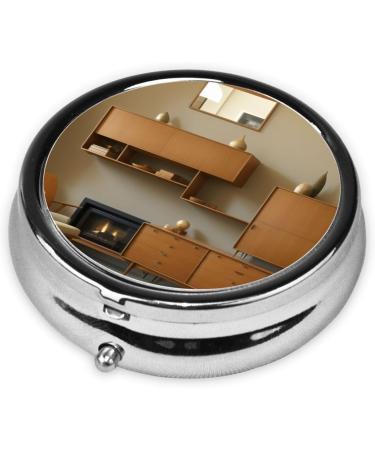 Buy Print Home Cabinet Mini Round Pill Box - 3 Compartment Travel Organizer for Medicine & Pocket Use - Buy Online on GoSupps.com