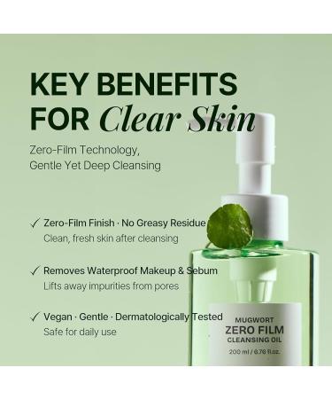 Mugwort Zero Film Cleansing Oil Huile D maquillante Technologie Zero-Film limine Maquillage Waterproof Vegan 200 ml - Made in Korea - Buy Online on GoSupps.com