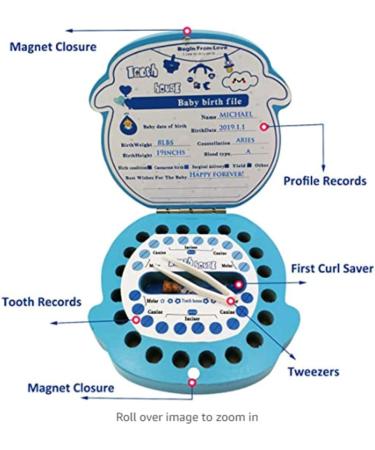 Kids Tooth Storage Box - Wooden Baby Teeth Keepsake Organizer (Blue) - Buy Online on GoSupps.com