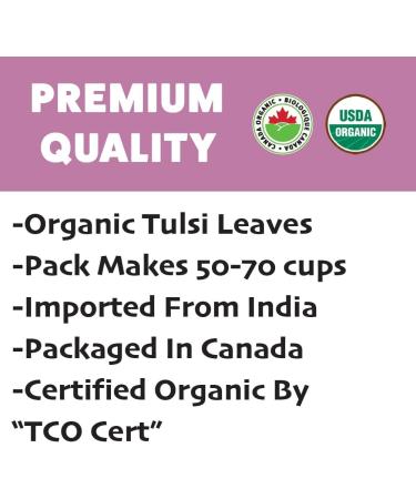Tulsi Tea Leaves (Ocimum sanctum) Holy Basil Trio - Rama Vana Krishna Loose Leaf Herbal Tea Caffeine Free Organic 150gm or 5.29oz - Buy Online on GoSupps.com