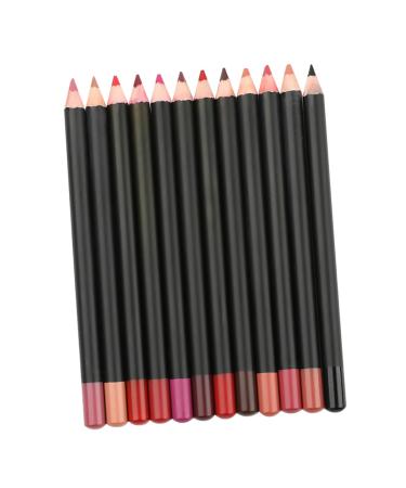 Hemoton 12pcs Lip Liner Waterproof Gel Eyeliner Cosmetic Lip Pencil Lip Makeup Definer Gel Eyeliner Pot Pigmented Lip Pencil Waterproof Lipstick Lip Gloss Kits Powder Portable Lipstick Pen