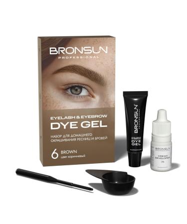 Bronsun BRONSUN Eyelash and Eyebrow Tinting Kit at Home - Henna Effect Gel | Long Lasts Up to 7 Weeks | Ammonia-Free Formula | 12-18 Applications | #6 Brown - Brown