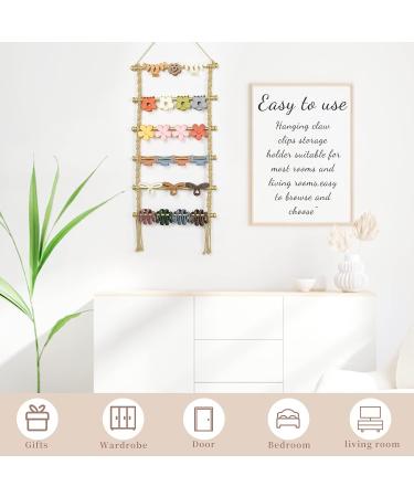 Gold Macrame Hair Claw Clip Organizer - Stylish Hanging Storage for Women and Girls | Claw Clip Hanger Home Decor - Buy Online on GoSupps.com