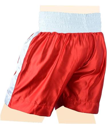 Men's Boxing Shorts for Training & Fitness | MMA Kickboxing Trunks - Red/White - Medium - Buy Online on GoSupps.com