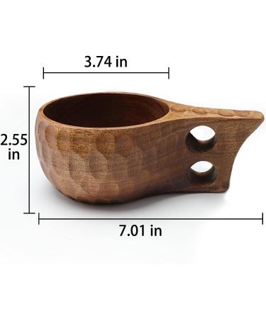 Foxyoo Kuksa Wooden Cup - Traditional Nordic Design - 12oz (350ml) - Lightweight Durable Mug with Lanyard and Carabiner for Camping and Foraging - Buy Online on GoSupps.com