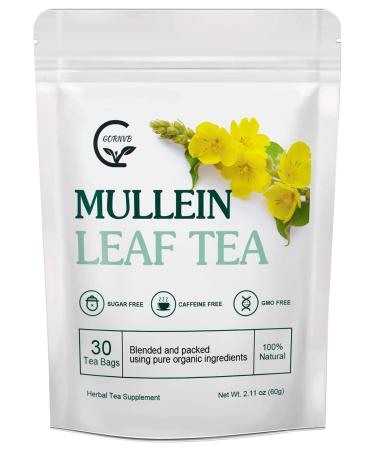 Mullein Leaf Tea Bags - Lungs Cleanse and Respiratory Support, Mullein Herbal Teas, Caffeine Free, 30 Tea Bags
