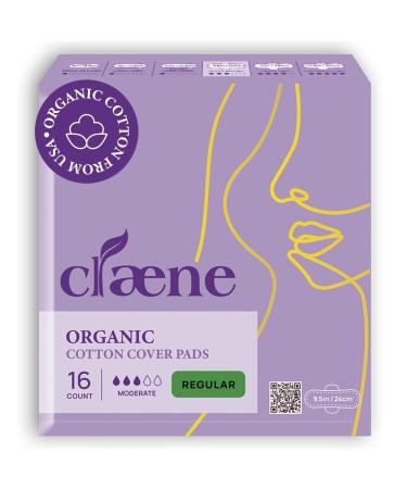 Claene Organic Cotton Panty Liners Unscented Thin Cruelty-Free Daily Breathable Light Incontinence Natural Pantyliners Vegan Menstrual Pads for Women (Regular Pads 16 Count) 16 Count (Pack of 1)