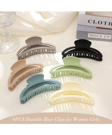6 Pack Large Claw Hair Clips for Women and Girls - Strong Hold Matte Finish Hair Claws for Thin to Thick Hair - Non-Slip Design - Buy Online on GoSupps.com