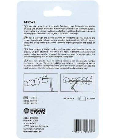 MIRADENT Interdental Brush I-Prox L 0.7 mm - 6 Pack | Best Dental Care for Healthy Teeth | International Shipping Available - Buy Online on GoSupps.com