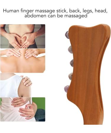 Schaffen Wooden Gua Sha Massage Stick with 5 Amethyst Points - Relieve Tiredness & Shape Your Body - Buy Online on GoSupps.com