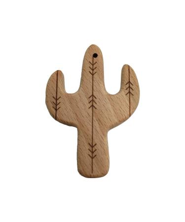10pcs Cartoon Cactus Wood Pendant - Handmade Beech Wooden DIY Necklace Charm - Buy Online on GoSupps.com