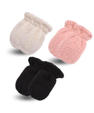 Pesaat Fleece Warm Baby Gloves Double Layer Winter Mitten For Boys Infant Toddler Girls Anti-Scratch Mittens 3pcs-f 6-12 Months