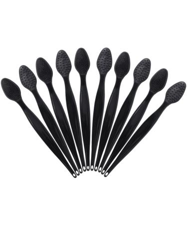 10 Pcs Lip Scrub Brush, Ooloveminso Silicone Black Lip Scrubber Exfoliator Tool, Soft Double-Side Lip Brush Exfoliating for Dark Lips, Lip Care and Beauty