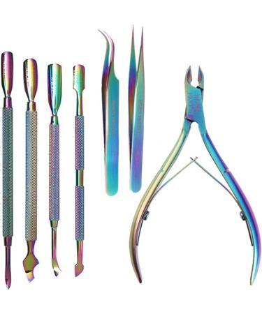 Nail Cuticle Pusher Nipper Clipper Scissors Dead Skin Remover Stainless Steel Rainbow Tweezer Manicure Nail Art Tool Pattern 10 - Buy Online on GoSupps.com