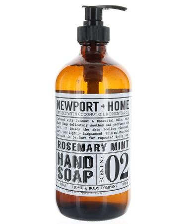 Newport Home and Body Co Hand Soap  Rosemary Mint  Glass Bottle Rosemary Mint 16 Fl Oz (Pack of 1)