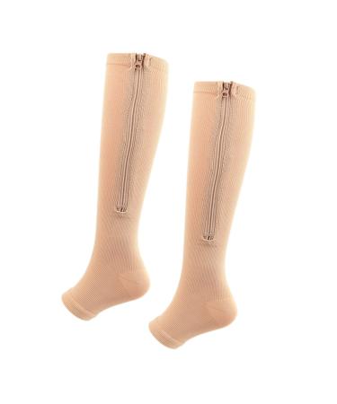 Amonida compression socks with zipper compression socks made of nylon material practical reliable effective formative Fleshcolor for at home (l/xl)