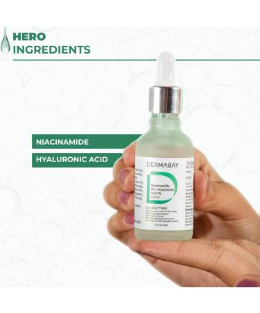 Dermabay Niacinamide 5%+ Hyaluronic acid 1% Serum Anti Acne Serum Reduce open pores dark spots blemishes and acne marks Suits All Skin Types For Women & Men 30 ml - Buy Online on GoSupps.com