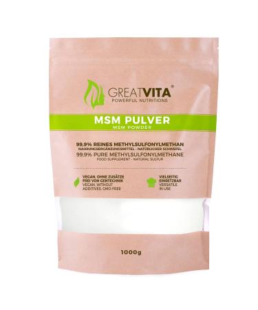 Poudre MSM 2 x 1000 g | 99 9 % pure m thylsulfonylm thane soufre organique sans additifs | sans OGM sans ar mes artificiels ni gluten | Id al pour les aliments et boissons froids 1000g (2er Pack)