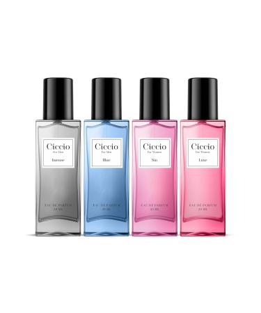 Cicci'o Unisex Eau De Perfume Blue and Intense for Men + Luxe and Sin for Women | Premium Long Lasting Luxury Fragrance Scent|Perfect Perfume for Summer (Pack of 4) 20ml each - Buy Online on GoSupps.com