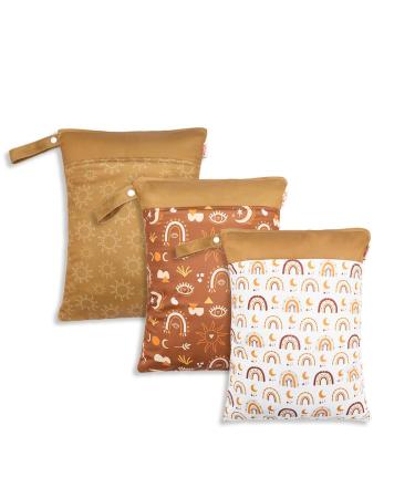 Daysskk 3 piece of diaper bag Wetbag kindergarten girls wet bag waterproof with zipper laundry bag for daycare swimming 30 * 40 cm 3 piece pattern 1