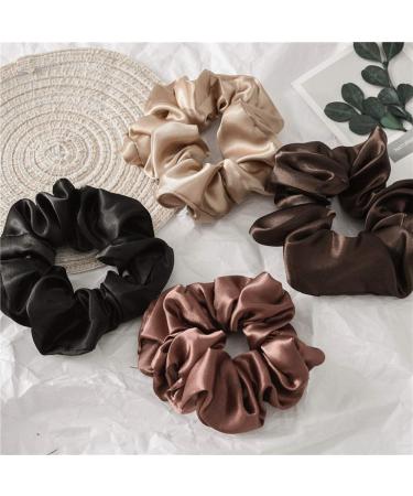 6 Pcs Silk Hair Scrunchies Hair Ties Set - Classic Color Hair Elastic Bracelet Ponytail Holders for Women and Girls - 4.5 Inch (Pack of 6) - Buy Online on GoSupps.com