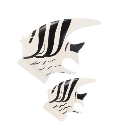 Zerodeko 2pcs Fish Ornaments Children Fish Toy Ocean Children Gifts White Fish Ornament Book Rack for Kids Desk Topper Adorn Decor Home Desktop Ornament Statue Small Fish Wood