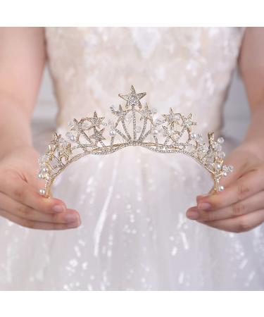 JWICOS Star Rhinestone Princess Crown Gold for Women & Girls | Wedding Bridal Party Accessory - Buy Online on GoSupps.com