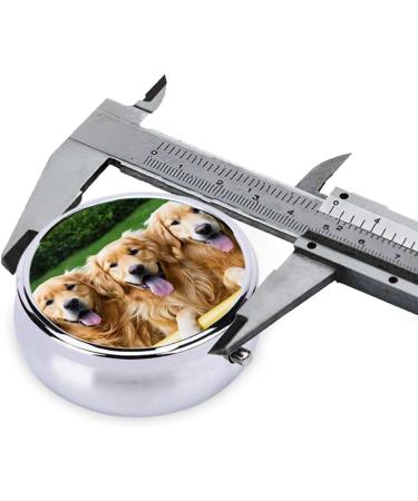Golden Retriever Puppy Mini Round Pill Box | 3 Compartment Travel Pill Organizer | Portable Medicine Case for Home & Office - Buy Online on GoSupps.com
