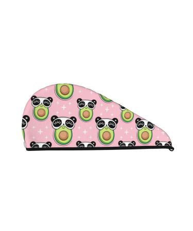Panda Avocado Microfiber Hair Towel Soft Super Absorbent Hair Towel Wrap for Women Coral Velvet Quick Dry Hair Cap for Long Curly and Thick Hair