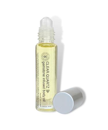 Honeybee Gardens Crystal Infused Body Oil Rollerball Clear Quartz Organic Moisturizing Non-Greasy for All Skin Types 2 Fl Oz 0.34 Fl Oz (Pack of 1)