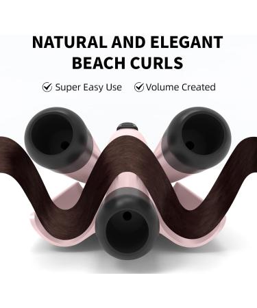 3 Barrel Curling Iron - 7.5" Extended Wand Tourmaline Triple Barrels LCD Temp Display - Pink Beach Waves Hair Crimper - Buy Online on GoSupps.com