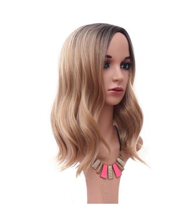 Chtom Fashion Curly Hair Wig - 18 Inch Medium Long Gray Gradient Golden Waves | International Shipping Available - Buy Online on GoSupps.com