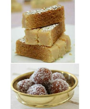 Two Different Types Of Delicious Indian Traditional Sweets Raksha Bandhan Marriage Diwali Holi Ganesh Chaturthi Festival Treat For Family & Friends (2 375g Each)(Rasmalai & Green Pista Barfi) - Buy Online on GoSupps.com