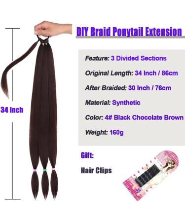 Leeven 34 Inch Ponytail Braids Extensions with Hair Tie - Dark Brown - Buy Online on GoSupps.com