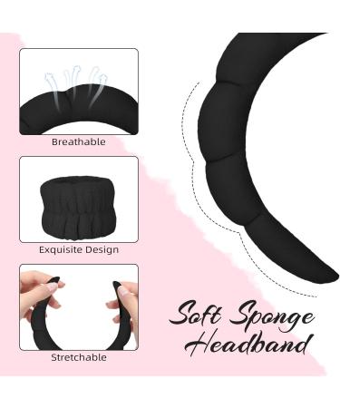 Sponge Puffy Spa Headband for Women, Terry Towel Cloth Fabric Skincare Headband with Wristbands - Black - Buy Online on GoSupps.com