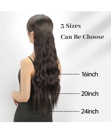 Invisible Wire Hair Extensions | Adjustable Size | Long Wavy Hairpiece 20 Inch Dark Brown - Buy Online on GoSupps.com