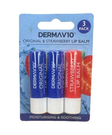 Derma Tech Solutions 3 Pack Dry Chapped Soften Soothe Lip Balm Stick Triple Pack