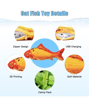 TOOGE 2 Pack Floppy Fish Cat Toys with SilverVine and Catnip - Interactive Automatic Kicker Toy for Cats and Small Dogs - Koi Design - Buy Online on GoSupps.com