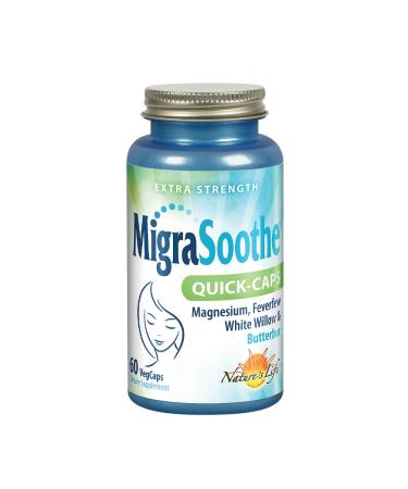 Nature's Life MigraSoothe Quick-Caps | Extra Strength Formula with Magnesium Feverfew White Willow | 60ct 30 Serv.