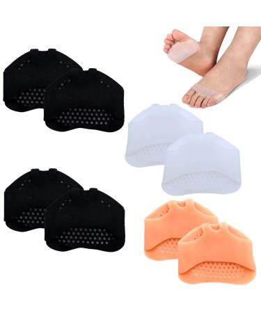 4 Pairs Silicone Forefoot Pad Metatarsal Pads Ball of Foot Cushions Support Soft Gel Foot Cushion for Reducing Forefoot Pain Callus Blisters  3 Colors