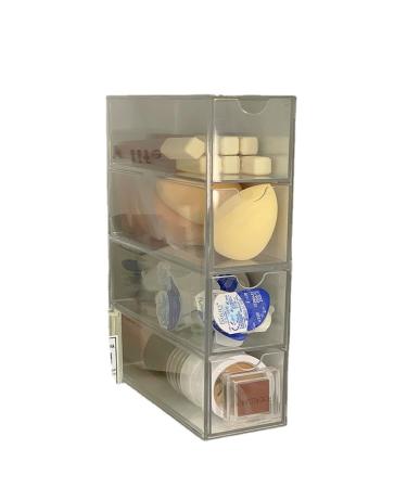 A Versatile Transparent Cosmetic Display Box with Four compartments for Lip Gloss Eye Shadow Nail Polish and Jewellery Four-compartmentdailydisposablecontactsstoragebox