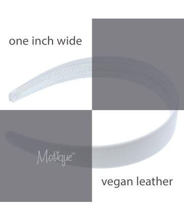 Motique Accessories White 1 Inch Wide Leather Headband for Women and Girls - Buy Online on GoSupps.com