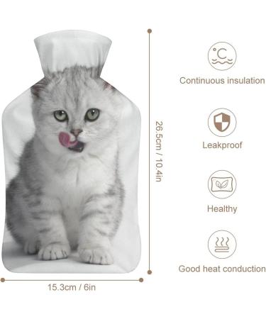 Cute Kitten Hot Water Bottle with Plush Cover - Bed Warmer for Adults & Kids | 26.5x15.3cm - International Shipping - Buy Online on GoSupps.com
