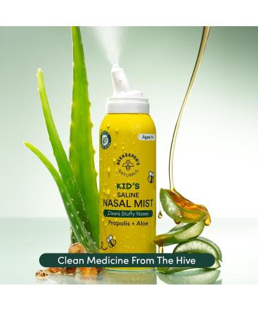 Kids' Saline Nasal Mist by Beekeeper's Naturals Clears Stuff Noses Nasal Spray for Kids 1+ w/ Saline Aloe & Propolis 3 fl oz Kid's Nasal Mist 3 Fl Oz - Buy Online on GoSupps.com