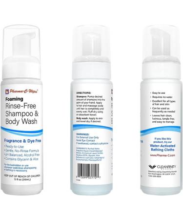 Pharma C Wipe Foaming No-Rinse Shampoo and Body Wash Mild 7.1oz - Pack of 6 - Buy Online on GoSupps.com