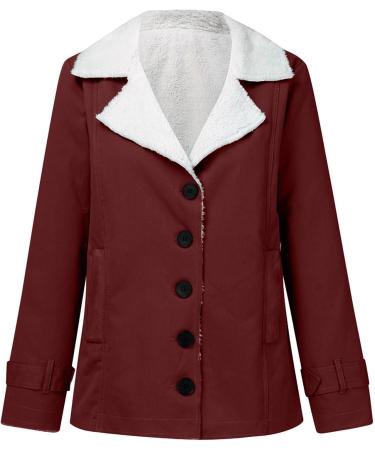 Yihaojia Women's Winter Warm Stand Collar Sherpa Lined Outerwear Fleece Jacket Coats Wine#9 X-Large - Buy Online on GoSupps.com